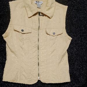 NY Jeans Women's Cream Sleeveless Jacket